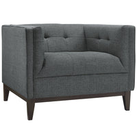 Modway - Serve Tissu rembourré Fauteuil - Gris-Pieds en caoutchouc teintés de noyer