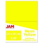 JAM Paper Étiquettes expédition, demi-feuilles, 5,5 x 8,5 po, jaune néon, 50/paquet-Étiquettes d’expédition