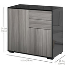 HOMCOM - Buffet latéral haute brillance 31,1 po L avec 2 tiroirs - gris et noir-Étagères réglables dans les deux armoires pour un espace de rangement personnalisé 