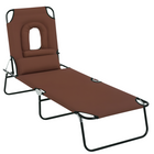 Outsunny - Chaise longue d’extérieur réglable avec ouverture pour le visage et coussin - brun-Convient pour les parcs extérieurs, jardins, terrasses, bord de piscine, vérandas, plages et plus encore