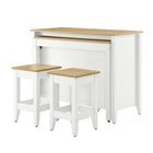 Modway - Garland 3 pièces Îlot de cuisine et ensemble de tabouret, Chêne Blanc-9