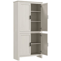 HOMCOM - Armoire de cuisine 64 po avec étagères - blanc-Chic contemporain avec panneaux de porte encastrés et poignées en métal antique 