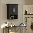 kleankin - Armoire murale de salle de bain avec étagère - noir-Assemblage requis