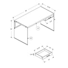 Monarch Specialties - 7444 Bureau 48 po L - Faux Bois Brun/Verre Trempe-Dimensions du produit: 48 po L x 24 po L x 30 po H