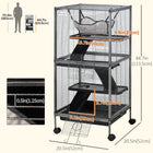 PawHut - Cage à 4 niveaux pour lapin, cochon d’Inde, furet, rat, hamster - 45 po H - gris argenté-Chaque plateforme possède des trous ronds reliés par des rampes 
