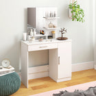 HOMCOM - Coiffeuse avec miroir et étagères - 35,4 po L x 15 po l x 54,3 po H - blanc-Assemblage requis 