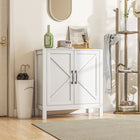 HOMCOM - Armoire de rangement de cuisine style ferme 31,5 po L - blanc-Structure en panneau de particules solide, charnières en métal et kit anti-basculement pour une stabilité renforcée 