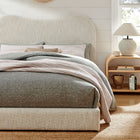 Modway - Seluna Boucle Lit plateforme Queen, Pearl-Tête de lit rembourrée courbée