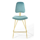 Modway - Ponder Performance Velvet Tabouret de bar - Bleu de mer-Capacité de poids : 330 lb