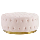 Modway - Ensconce Touffe Performance Velvet Ottoman rond - Rose-Tissu durable et résistant aux taches