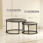 HOMCOM - Tables gigognes rondes 31 po avec plateau effet marbre - gris - Paquet de 2-Empilables lorsqu’elles ne sont pas utilisées pour un gain de place