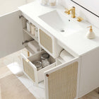 Modway - Chaucer 48" Vanité de salle de bain à un seul lavabo - Blanc blanc-Portes en rotin tissé