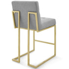 Modway - Privy Acier inoxydable doré Tissu rembourré Tabouret de comptoir - Or gris clair - Ensemble de 2-Touffe élégante de biscuits