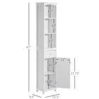 HOMCOM - Armoire de salle de bain haute avec étagères et tiroir - blanc-La partie inférieure comprend un tiroir et un placard avec deux étagères à l'intérieur 