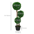 HOMCOM - Topiaire buis trois boules 3 pi pour intérieur extérieur - vert-Pot de plante inclus 