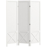 HOMCOM - cloison de séparation autoportante à 3 panneaux avec présentoir à panneau perforé pour bureau à domicile - blanc-Le design à trois panneaux crée un espace personnel ou divise facilement de grandes pièces  

