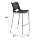 Zuo - Ace Tabouret de bar - Noir/Argent - Ensemble de 2-6