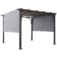 Outsunny - tonnelle de patio extérieure 10 pi l x 10 pi L - gris-Pergola de 10 po x 10 po avec auvent coulissant créant un espace spacieux et confortable