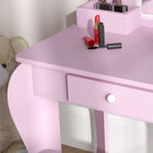 Qaba - Table de maquillage pour enfants avec miroir et tabouret, motif nuage - rose-Facile à nettoyer  
