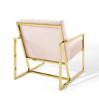 Modway - Inspire Chenal Touffé Performance Velvet Fauteuil - Rose-Aucune assemblée requise