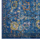 Modway - Minu Treillis floral vieilli Tapis de 5 pi l x 8 pi L - Bleu foncé, jaune et orange-100% polypropylène