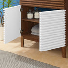 Modway - Render 30" Vanette de salle de bain - Noyer blanc Noir-Trous centraux de 8"