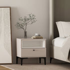 Manhattan Comfort - Table de nuit moderne Amara 50 cm - Rose pâle et blanc-Comprend 1 étagère ouverte et 1 tiroir à extension totale