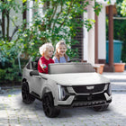Qaba - Voiture RC à chevaucher 2 places 12V 10A sous licence Cadillac Escalade - blanc-Klaxon fonctionnel et phares LED pour une expérience de conduite immersive 