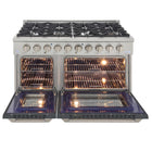 Kucht - 48 po Série KDF Cuisinière Pro Style à double combustible - Acier inoxydable/Gris ciment-Les grilles robustes en fonte permettent de déplacer facilement les casseroles entre les brûleurs sans avoir à les soulever