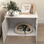PawHut - Enclos pour bac à litière pour chat, meuble dissimulé - blanc-Couleur : Blanc 