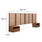 Modway - Render Ensemble 8 pièces : Tête de lit King murale et tables de chevet modernes - Noyer-Assemblée requise
