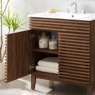 Modway - Render 30" Armoire à coiffeuse de salle de bain - Blanc noyer-Portes à fermeture douce