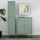 Manhattan Comfort - Ensemble de 2 armoires de rangement et d’appoint modernes Naomi - Vert-Porte ventilée Caractéristique Armoire haute Inclut une clé