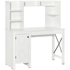 HOMCOM - Bureau d'ordinateur avec rangement - 47,2 po L x 19,7 po l x 53,7 po H - blanc-Design de style ferme avec porte de grange motif X assortie à la décoration de votre maison