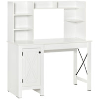 HOMCOM - Bureau d'ordinateur avec rangement - 47,2 po L x 19,7 po l x 53,7 po H - blanc-Design de style ferme avec porte de grange motif X assortie à la décoration de votre maison