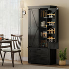 HOMCOM - Armoire de cuisine 64 po avec portes et tiroirs - noir-Armoire à quatre niveaux et deux tiroirs pour maximiser les possibilités de rangement 