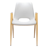 Zuo - Desi Chaise de salle à manger - Blanc/Or - Ensemble de 2-Confort moelleux et matériaux durables