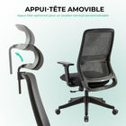 MotionGrey - Fauteuil de bureau ergonomique NovaCloud à dossier haut avec appui-tête 2D et accoudoirs réglables - Noir-6