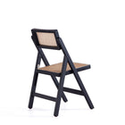 Manhattan Comfort - Lot de 2 chaises pliantes de salle à manger Pullman 46 cm style industriel chic, noir et cannage naturel-Livré chez vous entièrement assemblé Aucun assemblage requis