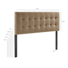 Modway - Lily Velours de performance résistant aux taches Tête de lit Queen size, Taupe-Tête de lit Queen size