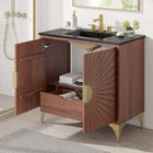 Modway - Daylight 36" Vanette de salle de bain - Noyer noir-Trous centraux de 8"
