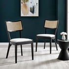Modway - Caledonia Tissu tapis Chaise à manger Ensemble de 2 - Noir Blanc-Cadre en bois d’orme