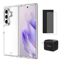 AXS - Ensemble de départ - Ultra Clear, protecteur d'écran et chargeur 30W Galaxy Z Fold 7-Étui résistant aux chutes avec des poches d’air absorbant les chocs