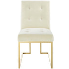 Modway - Privy Acier inoxydable doré Performance Velvet Chaise à manger - Ivoire d’or-Livré entièrement assemblé