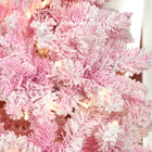HOMCOM - Sapin de Noël artificiel 7 - 5' forme crayon enneigé avec lumière LED - rose-Les branches ignifuges ne risquent pas de prendre feu ou de causer de graves dommages domestiques 