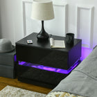 HOMCOM - Table de nuit LED avec 2 tiroirs - noir-Deux tiroirs à glissière offrent beaucoup d’espace pour ranger les essentiels de nuit