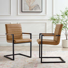 Modway - Savoy Cuir végane Chaises de salle à manger Ensemble de 2 - Tan-Rembourrage en cuir végane