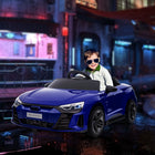 Aosom - Voiture électrique pour enfants 12v 3,1 mph avec télécommande - bleu marine-Boutons séparés pour le klaxon et la musique sur le volant pour un son fort et clair 