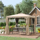 Outsunny - Tonnelle de patio extérieure 10 pi l x 10 pi L avec parois latérales - kaki-Rideaux extérieurs en polyester enduit pour protéger contre le soleil