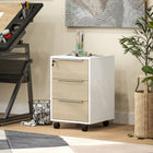 HOMCOM - Classeur vertical à 3 tiroirs pour documents Letter/A4 avec serrure - chêne-Grand espace de rangement avec 3 tiroirs et un dessus spacieux pour ranger les outils de bureau et les dossiers 
